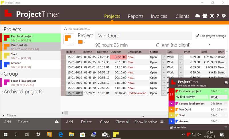 Click to view Project Timer 1.1.1.0 screenshot